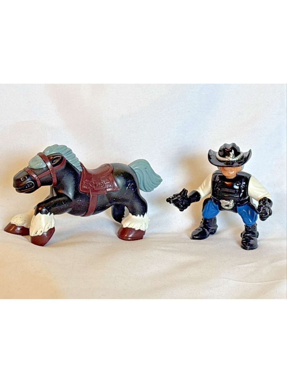 Imaginext Fisher Price Great Adventures Horse Riding Black Western Race + Bandit